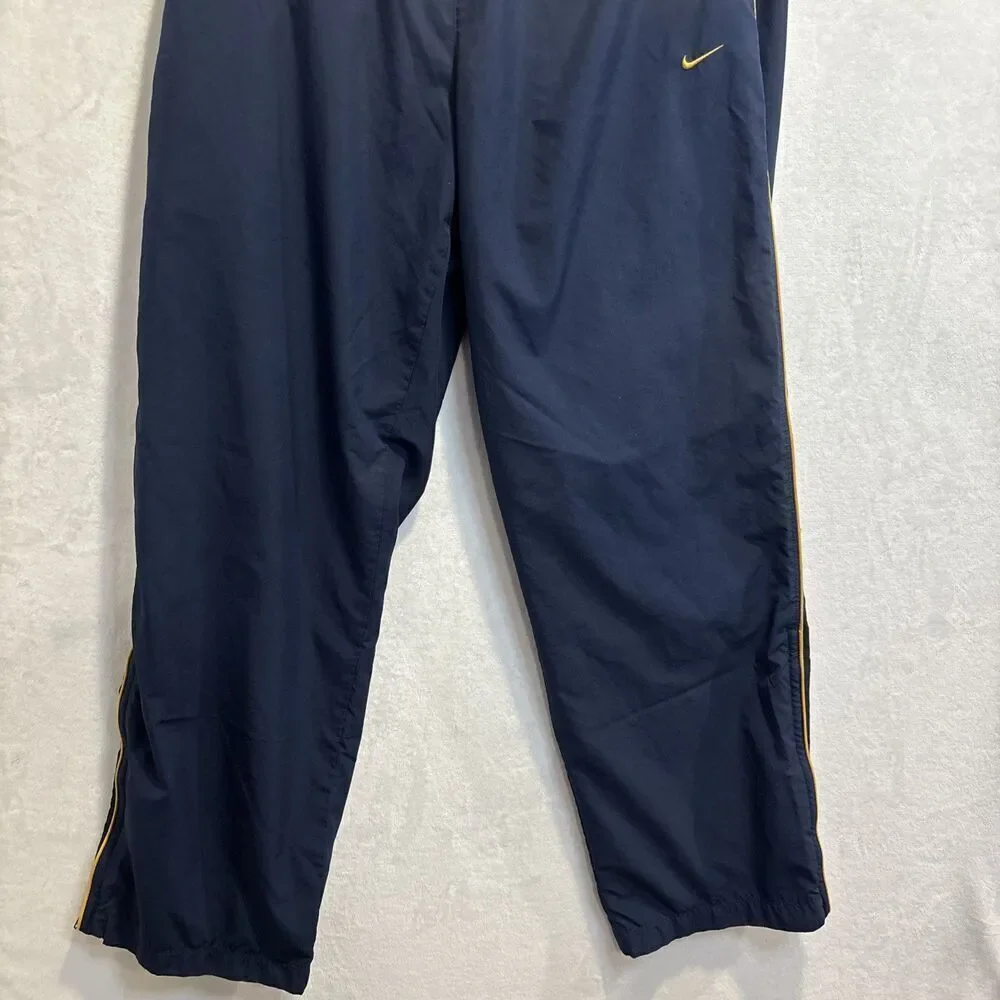 Nike Men's Windbreaker Track Pant Vintage Y2K Navy Yellow Ankle Zip Size XL